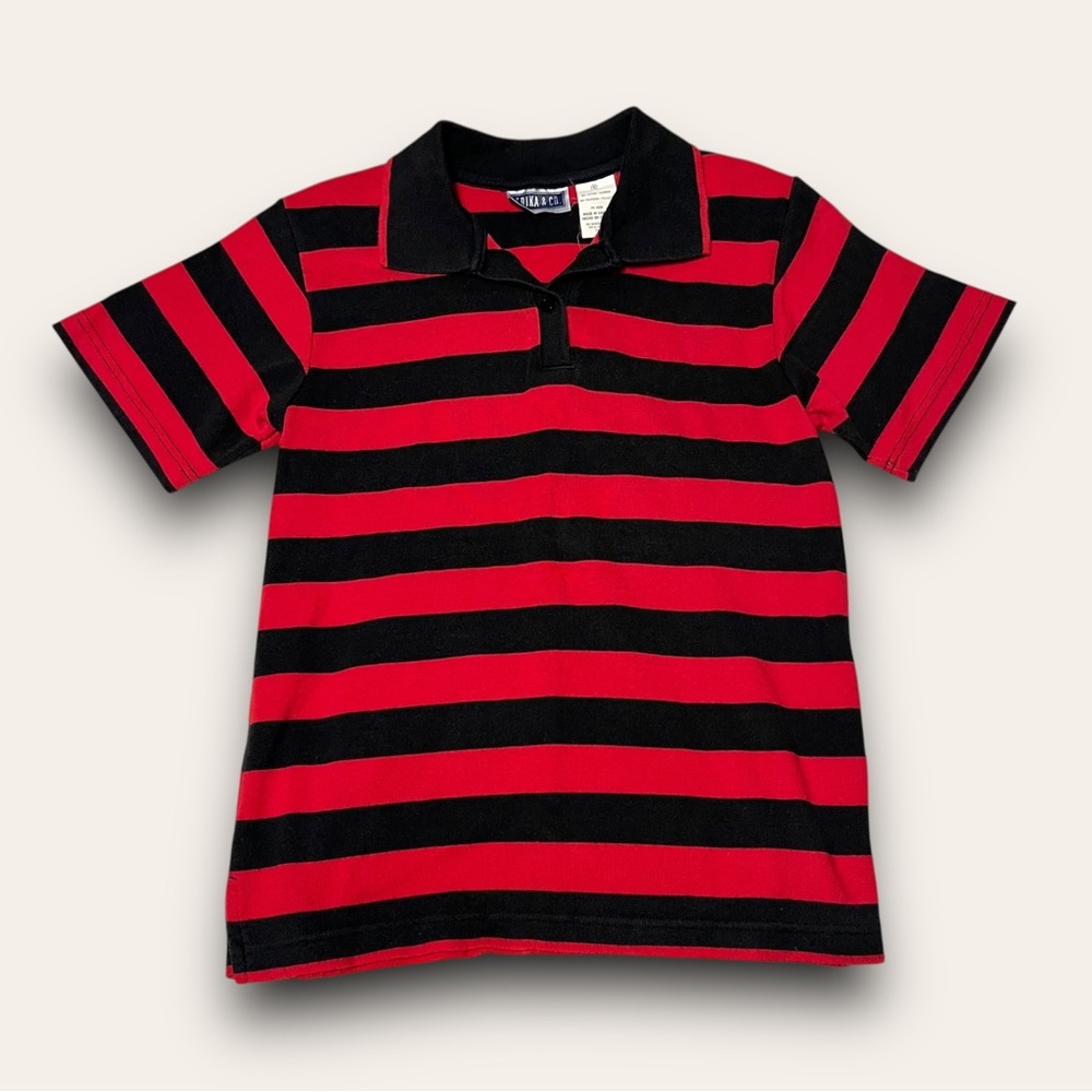 Y2K Red & Black Striped Collared Shirt Size Medium Erika & co Mallgoth Skater
